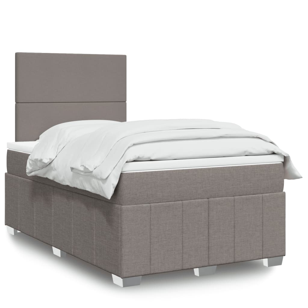 vidaXL Łóżko kontynentalne z materacem, taupe, 120x190 cm, tkanina