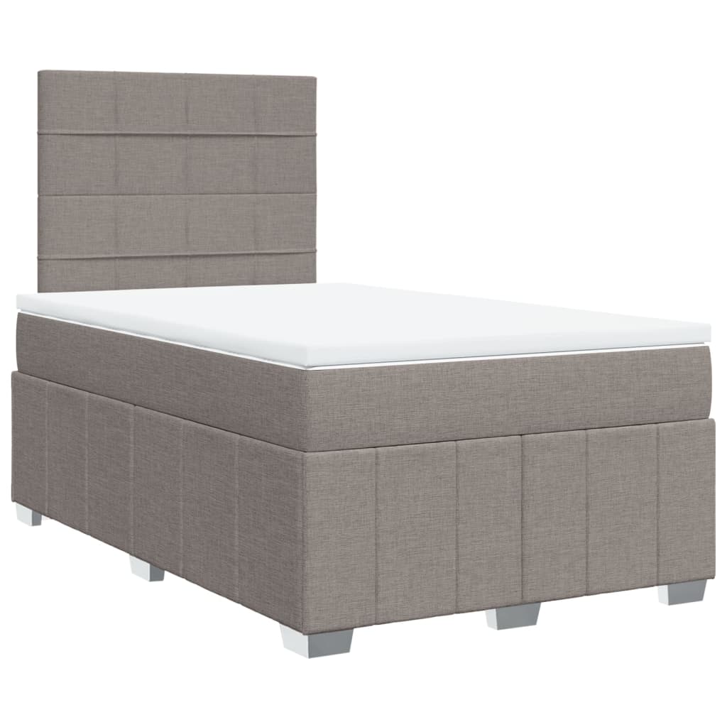 vidaXL Łóżko kontynentalne z materacem, taupe, 120x190 cm, tkanina