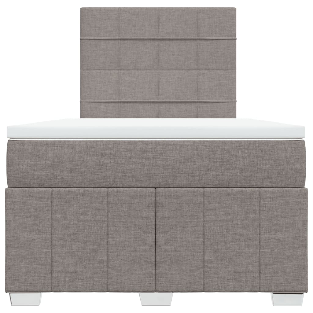 vidaXL Łóżko kontynentalne z materacem, taupe, 120x190 cm, tkanina
