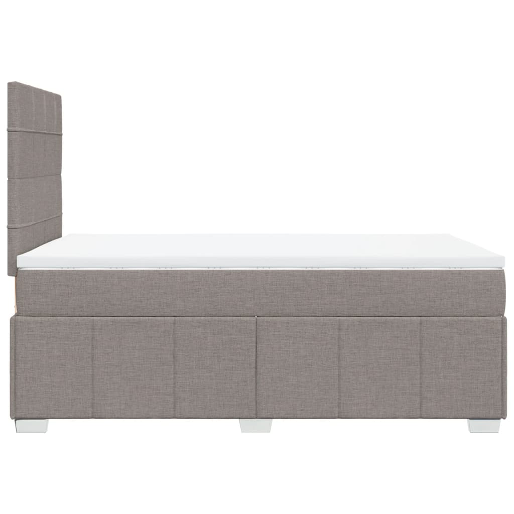 vidaXL Łóżko kontynentalne z materacem, taupe, 120x190 cm, tkanina