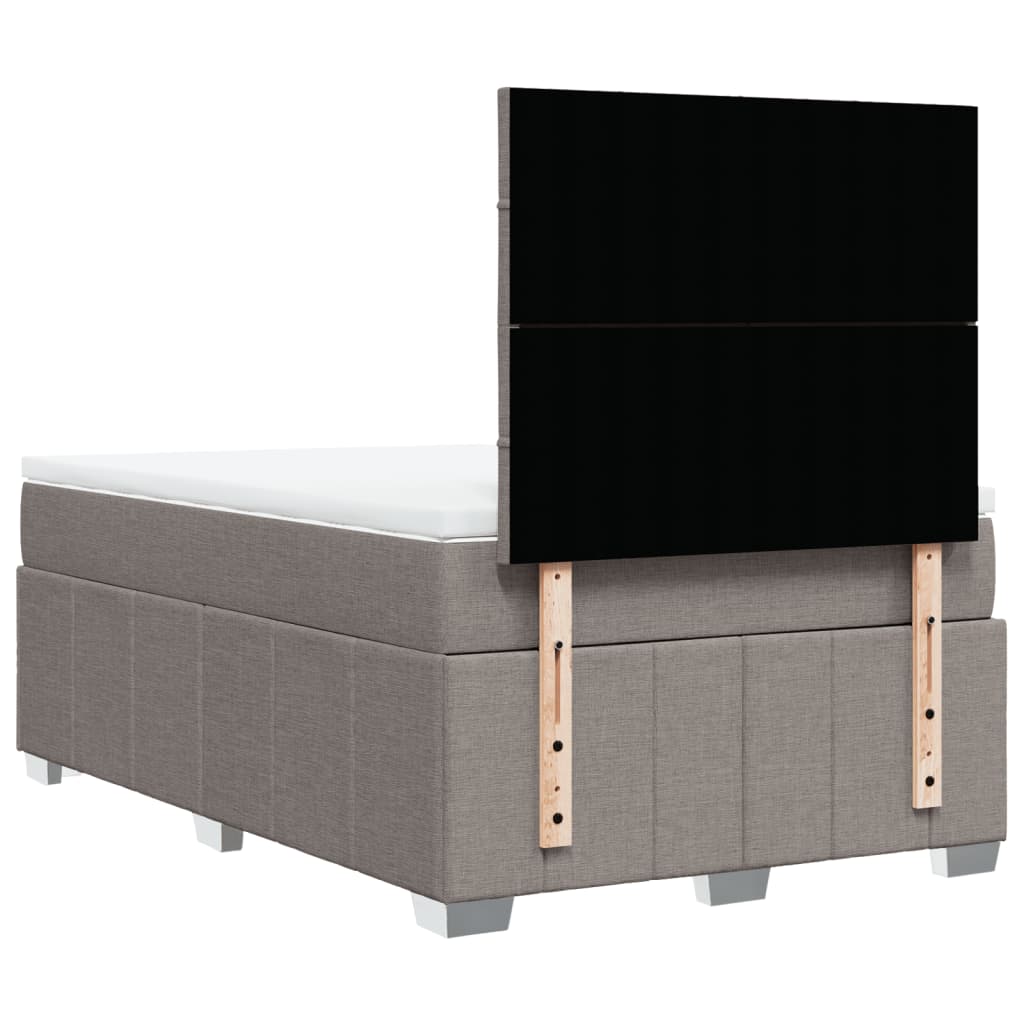 vidaXL Łóżko kontynentalne z materacem, taupe, 120x190 cm, tkanina