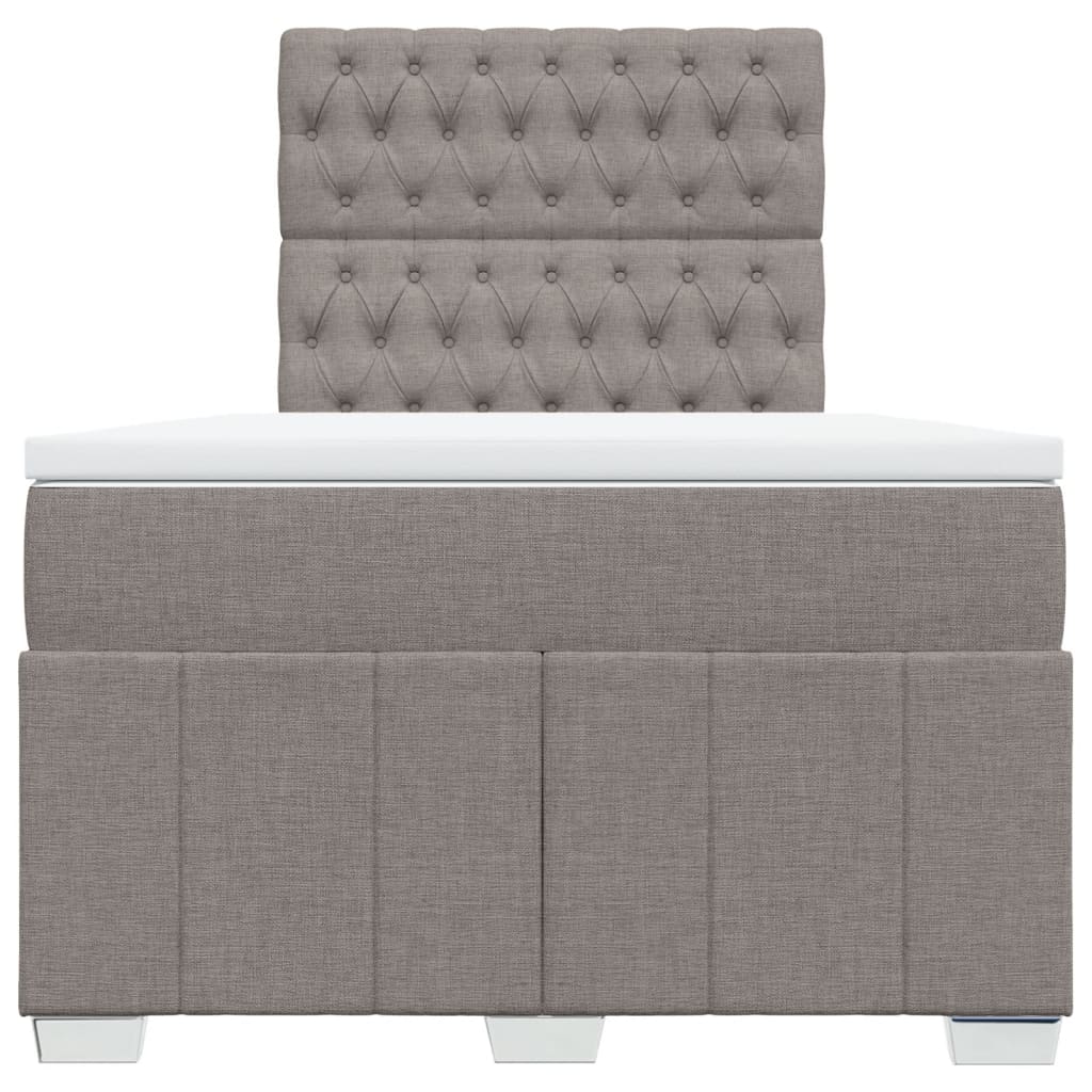 vidaXL Łóżko kontynentalne z materacem, taupe, 120x190 cm, tkanina