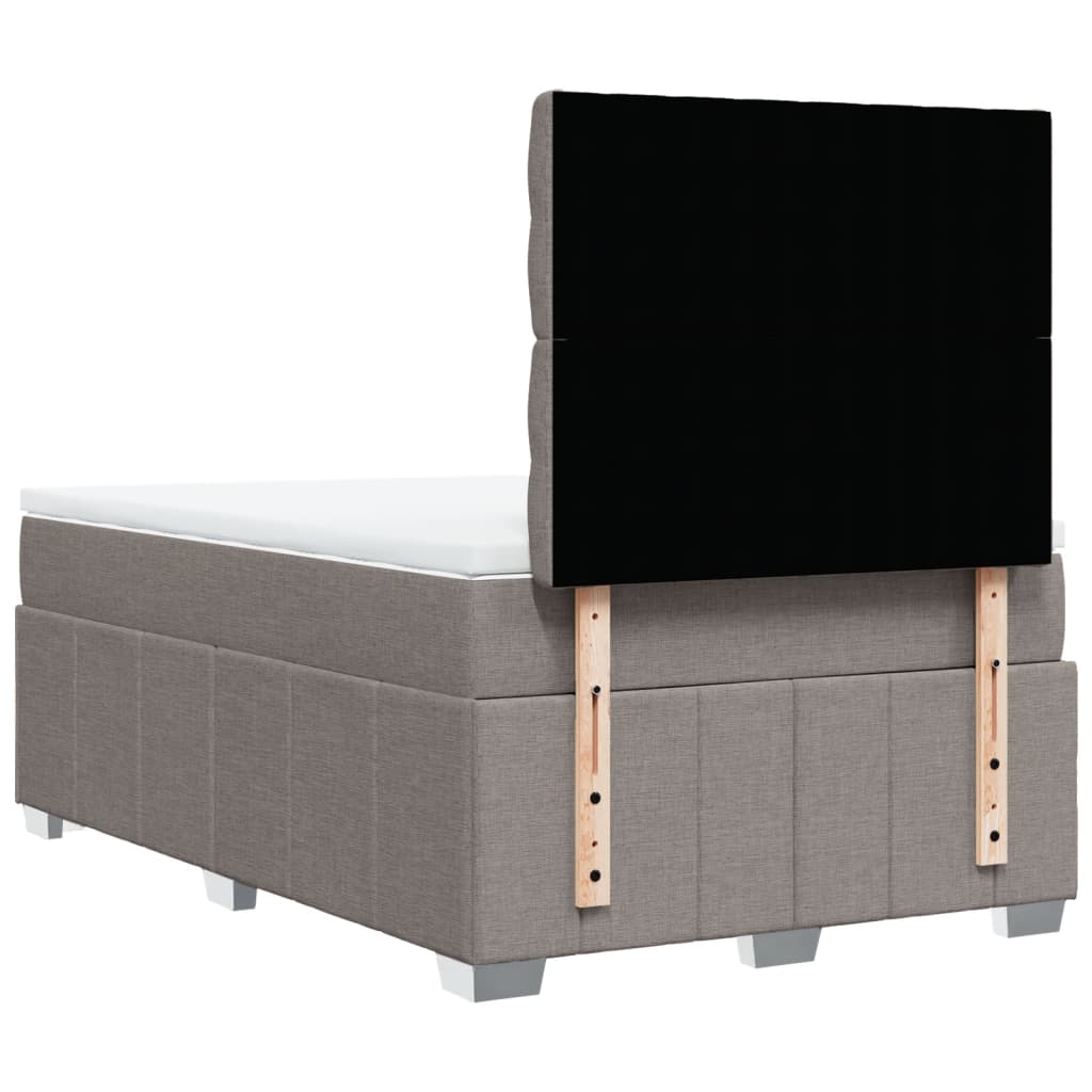 vidaXL Łóżko kontynentalne z materacem, taupe, 120x190 cm, tkanina