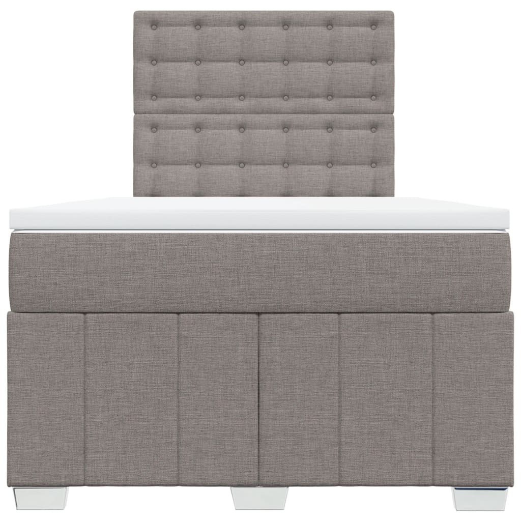 vidaXL Łóżko kontynentalne z materacem, taupe, 120x190 cm, tkanina