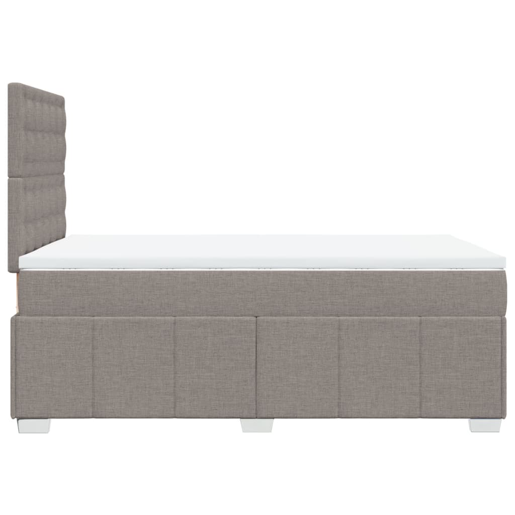 vidaXL Łóżko kontynentalne z materacem, taupe, 120x190 cm, tkanina
