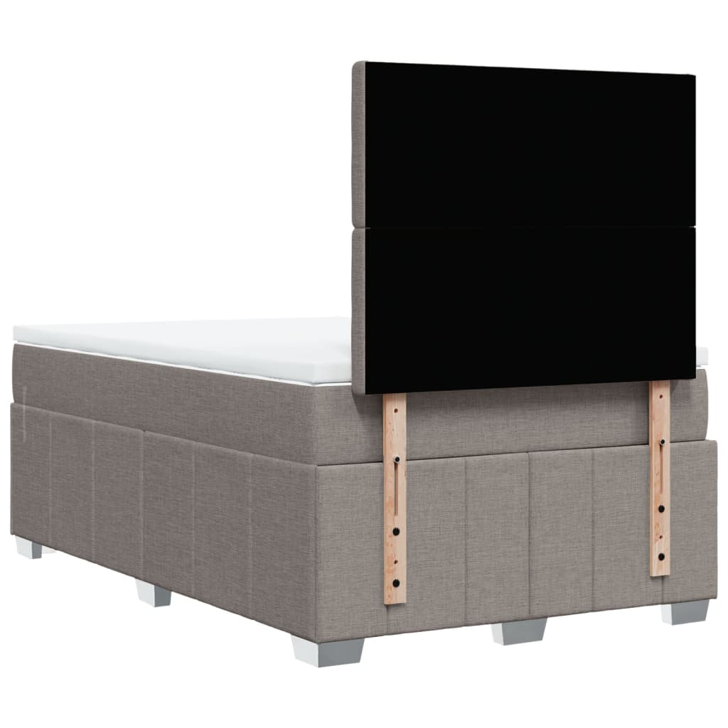vidaXL Łóżko kontynentalne z materacem, taupe, 120x190 cm, tkanina