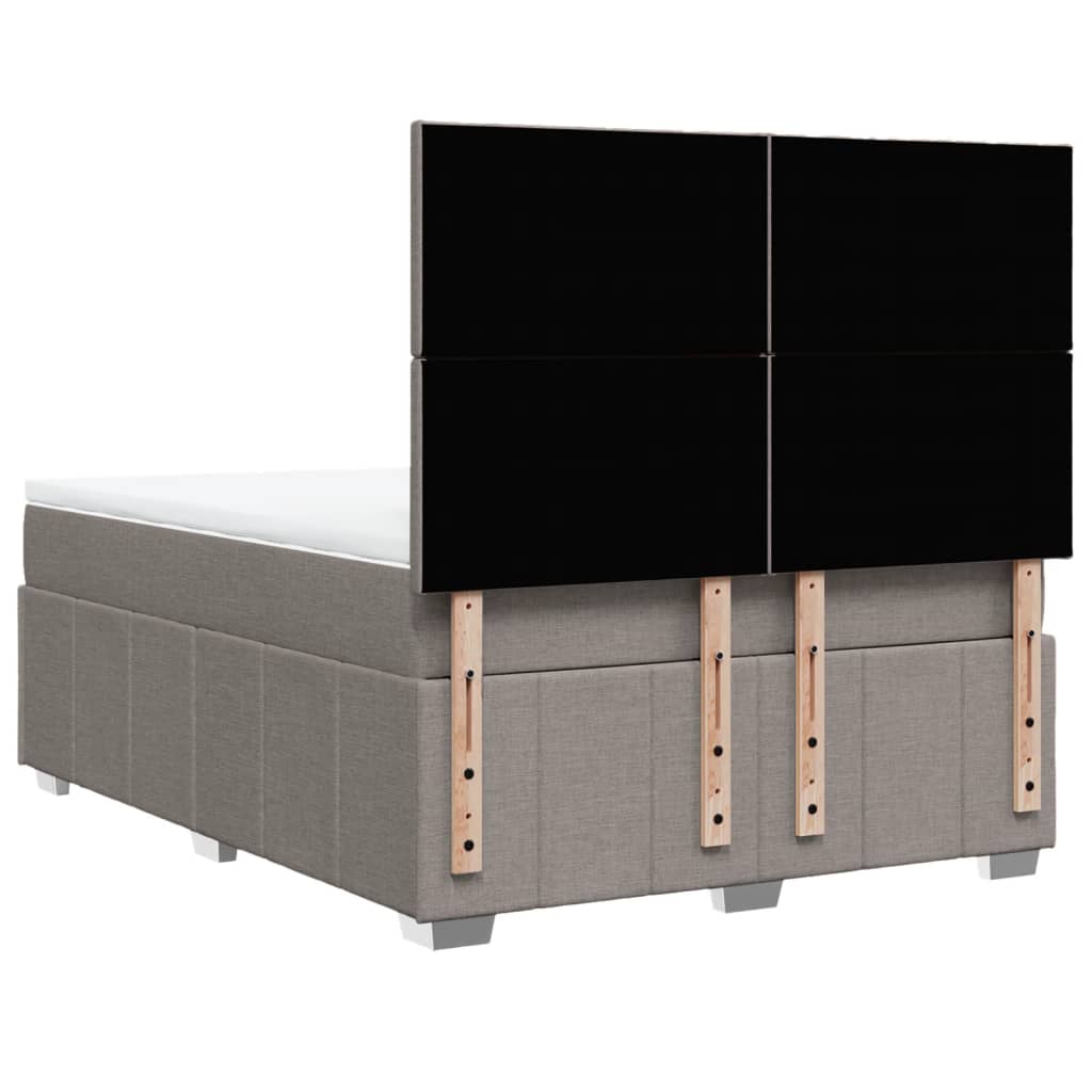 vidaXL Łóżko kontynentalne z materacem, taupe, tkanina, 140x200 cm