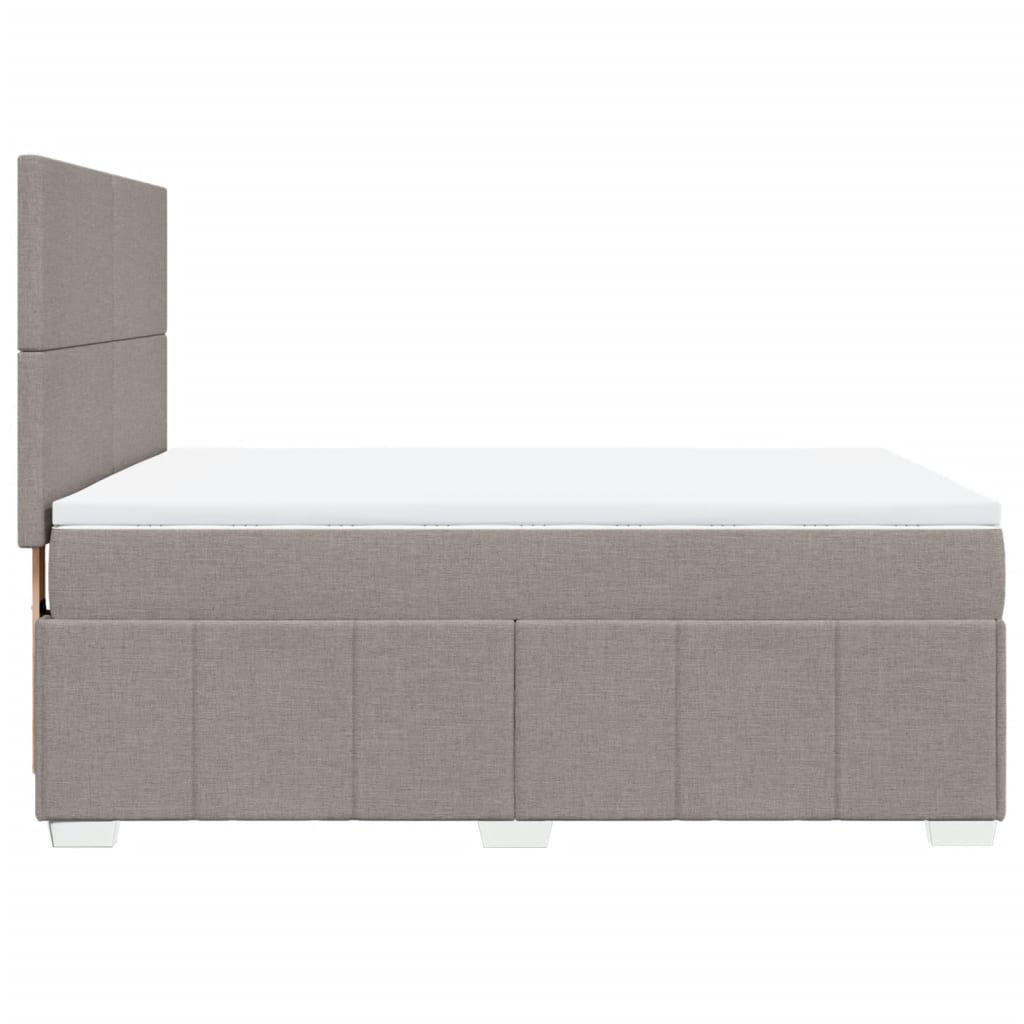 vidaXL Łóżko kontynentalne z materacem, taupe, tkanina, 160x200 cm