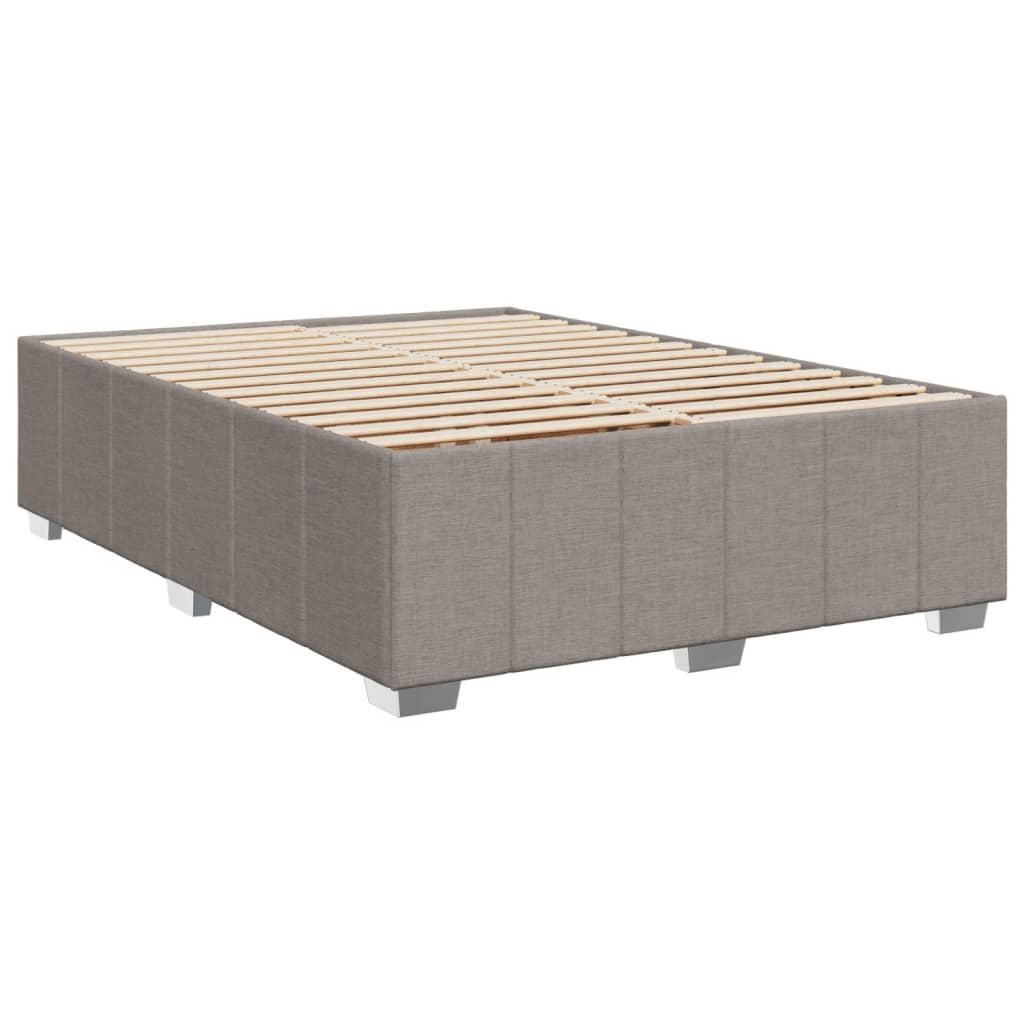 vidaXL Łóżko kontynentalne z materacem, taupe, tkanina, 160x200 cm