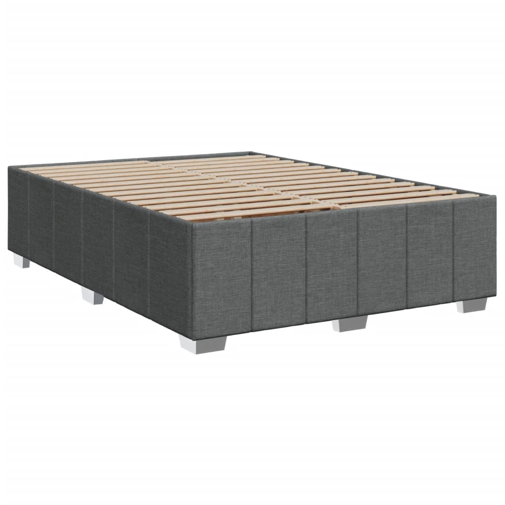 vidaXL Łóżko kontynentalne z materacem, ciemnoszara tkanina 160x200 cm