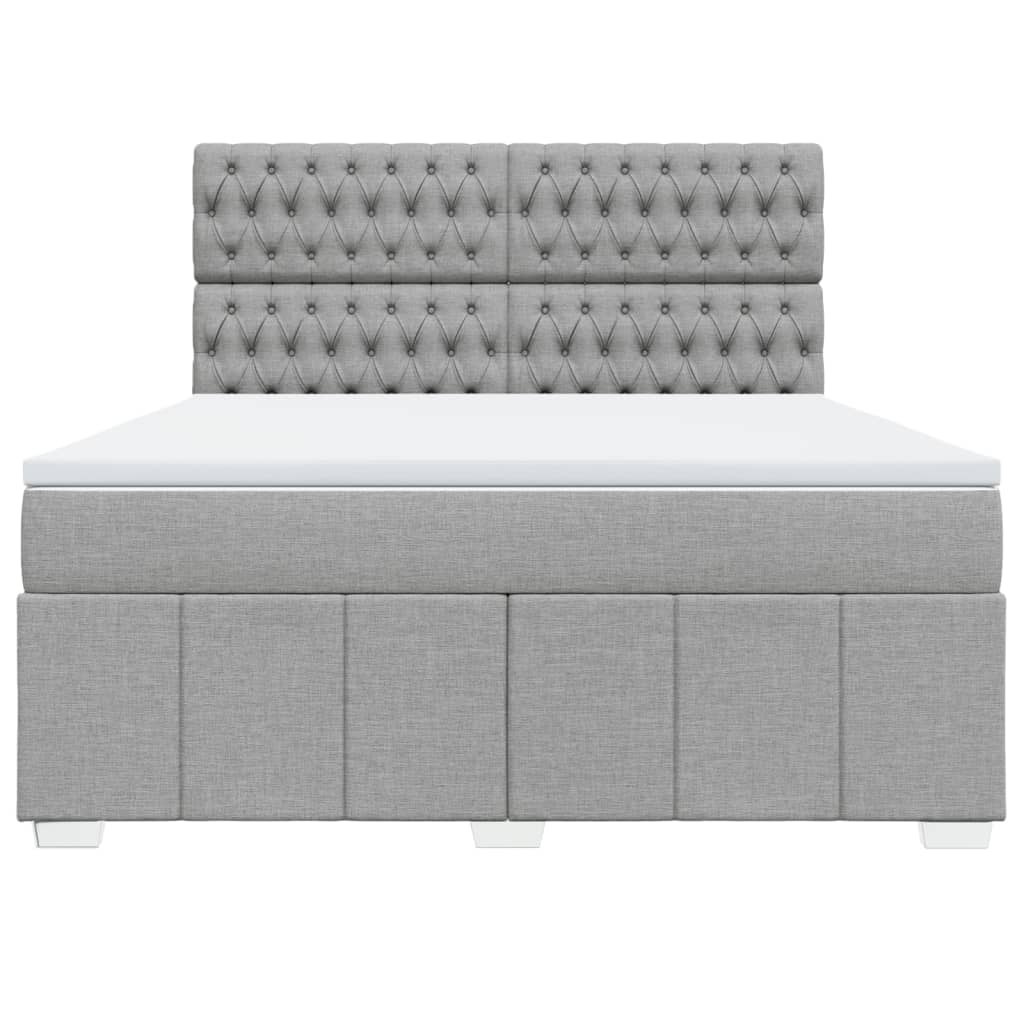 vidaXL Łóżko kontynentalne z materacem, jasnoszare, tkanina, 180x200cm