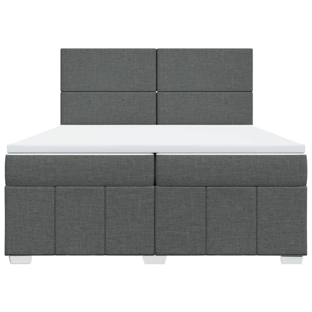 vidaXL Łóżko kontynentalne z materacem, ciemnoszara tkanina 200x200 cm