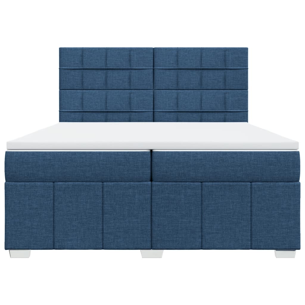 vidaXL Łóżko kontynentalne z materacem, niebieskie, tkanina 200x200 cm