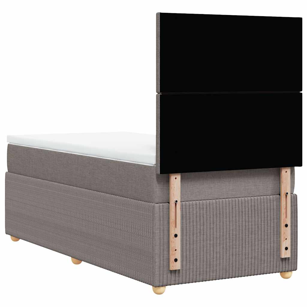 vidaXL Łóżko kontynentalne z materacem, taupe, tkanina, 80x200 cm