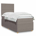 vidaXL Łóżko kontynentalne z materacem, taupe, tkanina, 80x200 cm