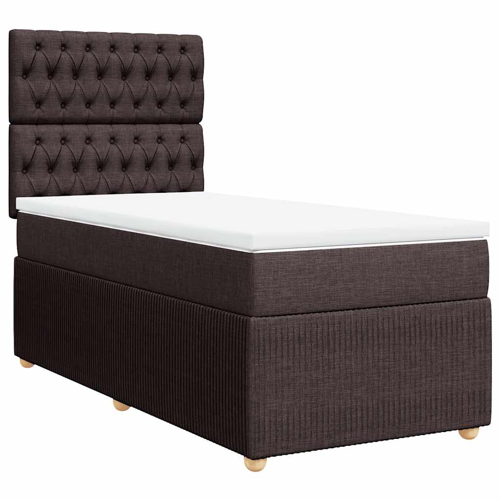 vidaXL Łóżko kontynentalne z materacem, brązowe, tkanina, 90x200 cm