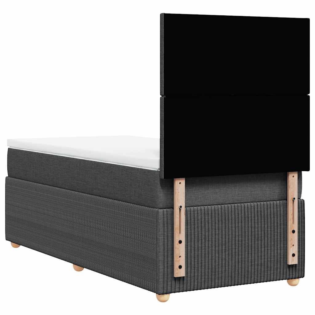 vidaXL Łóżko kontynentalne z materacem, ciemnoszara tkanina 100x200 cm