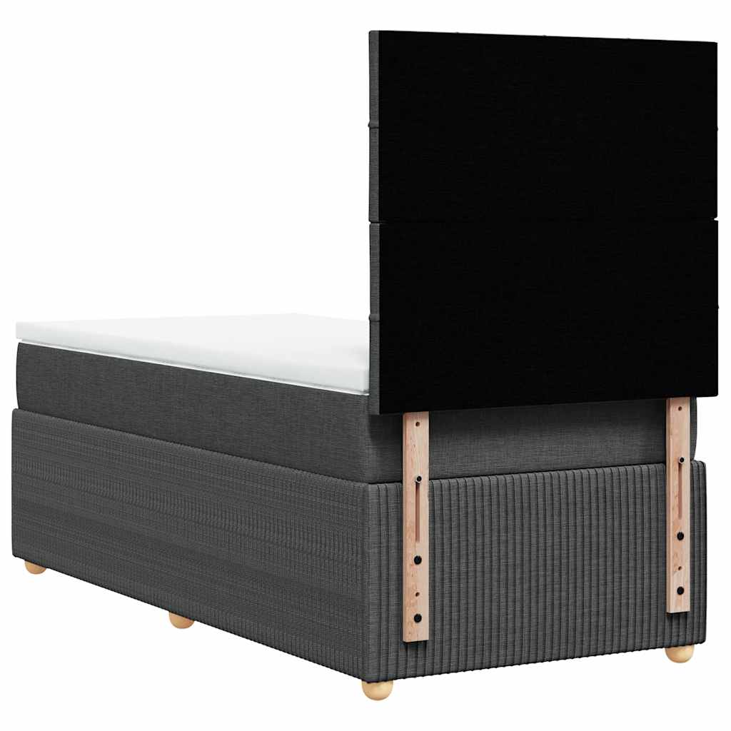 vidaXL Łóżko kontynentalne z materacem, ciemnoszara tkanina 100x200 cm