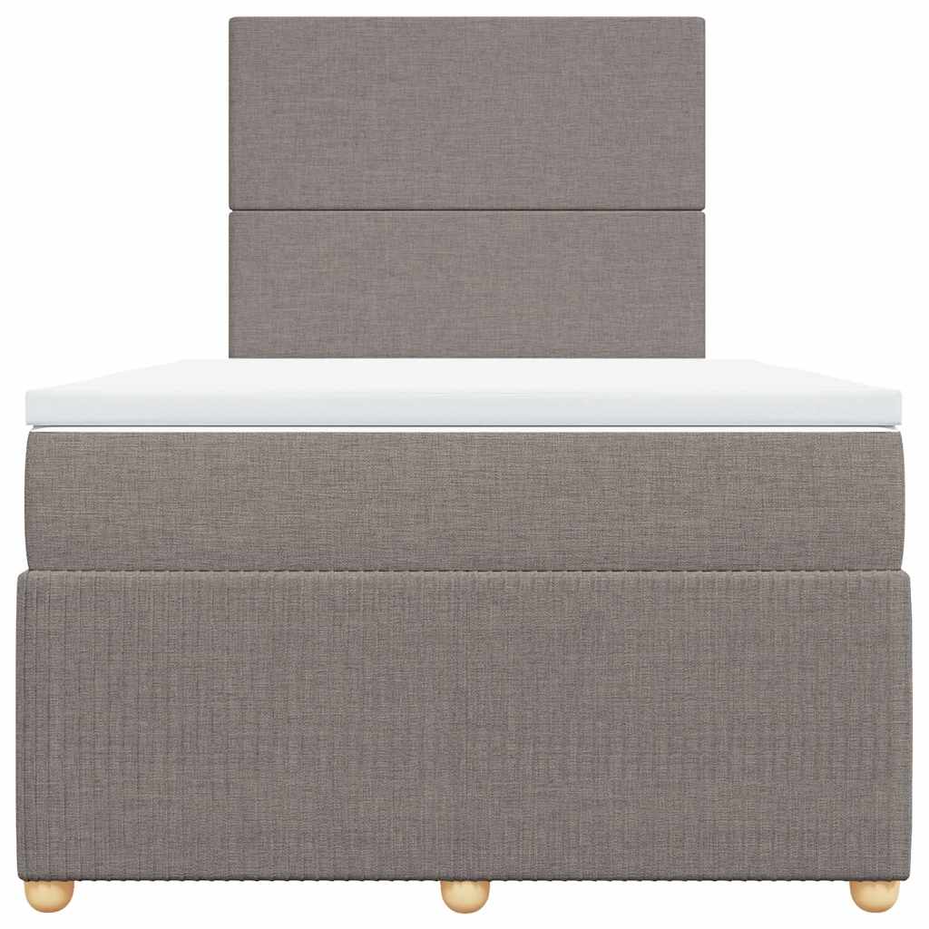 vidaXL Łóżko kontynentalne z materacem, taupe, 120x190 cm, tkanina