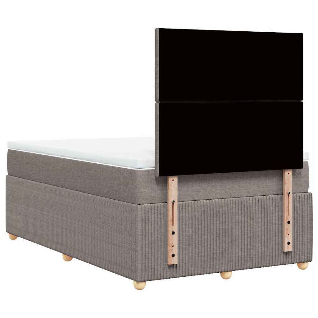 vidaXL Łóżko kontynentalne z materacem, taupe, 120x190 cm, tkanina