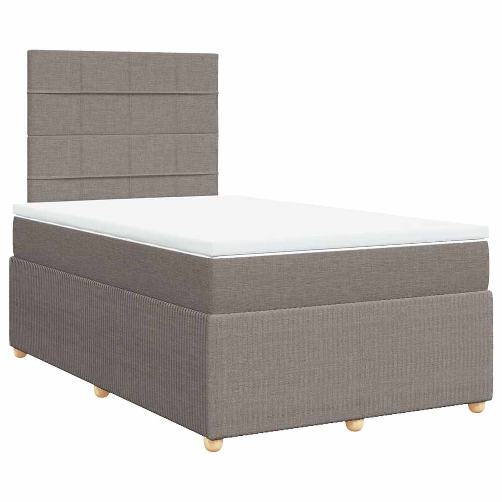 vidaXL Łóżko kontynentalne z materacem, taupe, 120x190 cm, tkanina