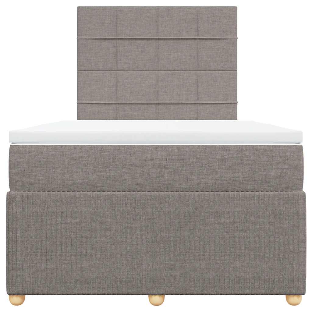 vidaXL Łóżko kontynentalne z materacem, taupe, 120x190 cm, tkanina