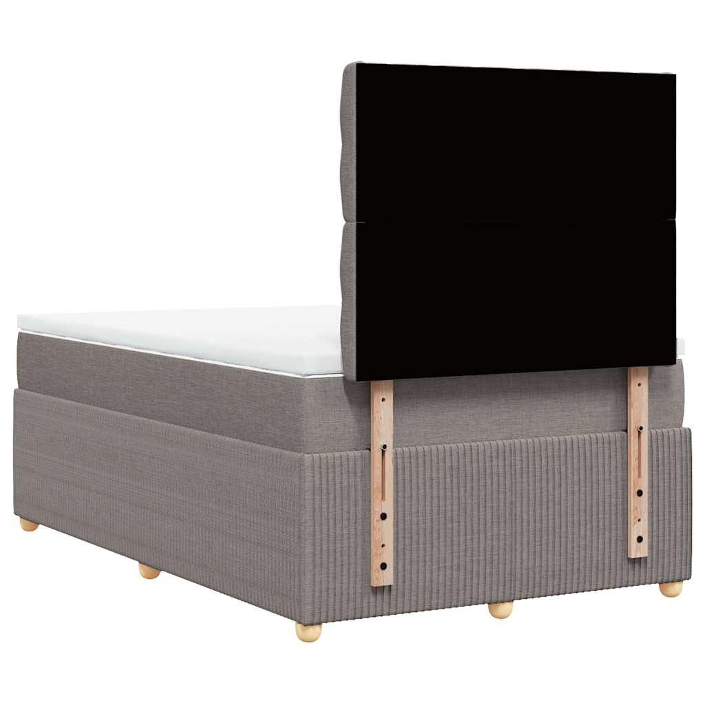vidaXL Łóżko kontynentalne z materacem, taupe, 120x190 cm, tkanina