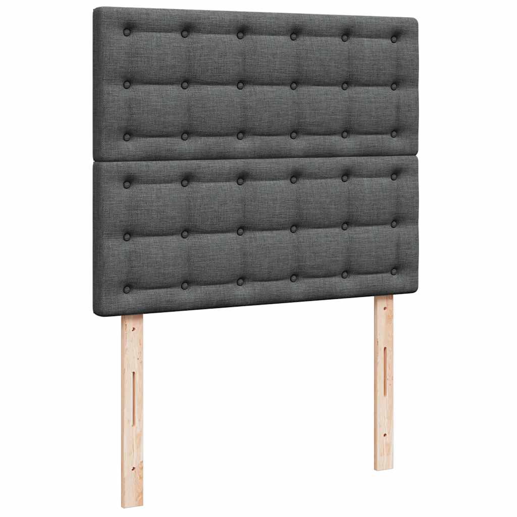 vidaXL Łóżko kontynentalne z materacem, ciemnoszare, 120x190cm tkanina