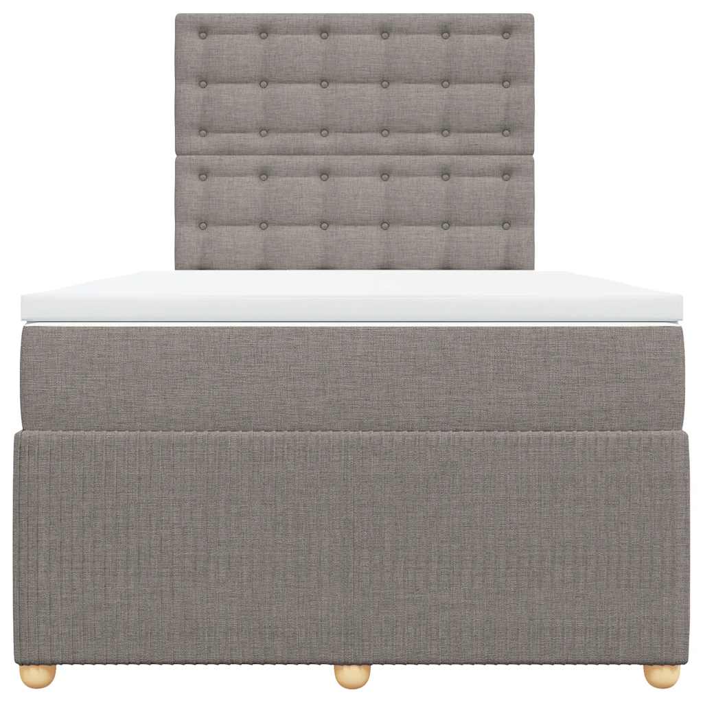 vidaXL Łóżko kontynentalne z materacem, taupe, 120x190 cm, tkanina