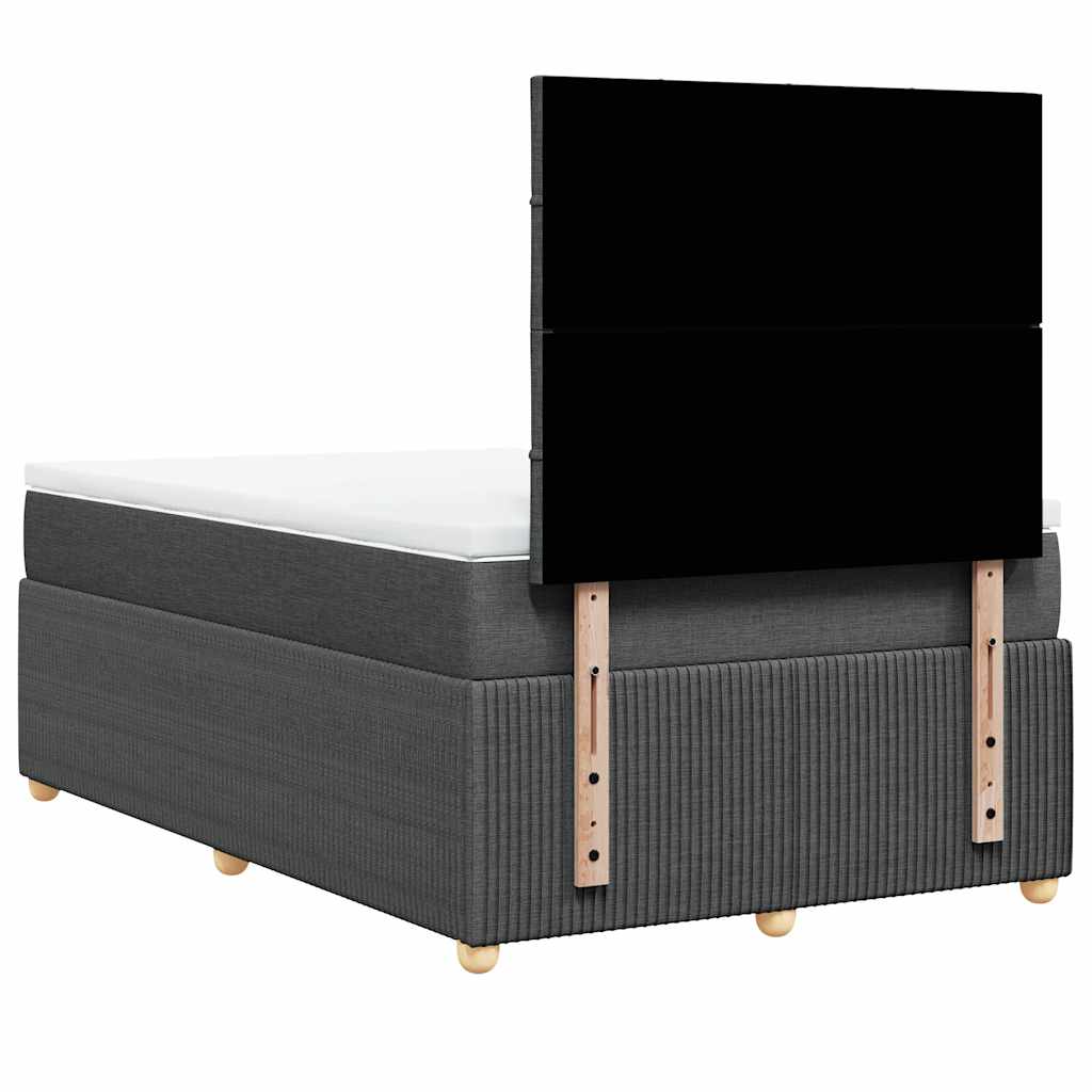 vidaXL Łóżko kontynentalne z materacem, ciemnoszara tkanina 120x200 cm