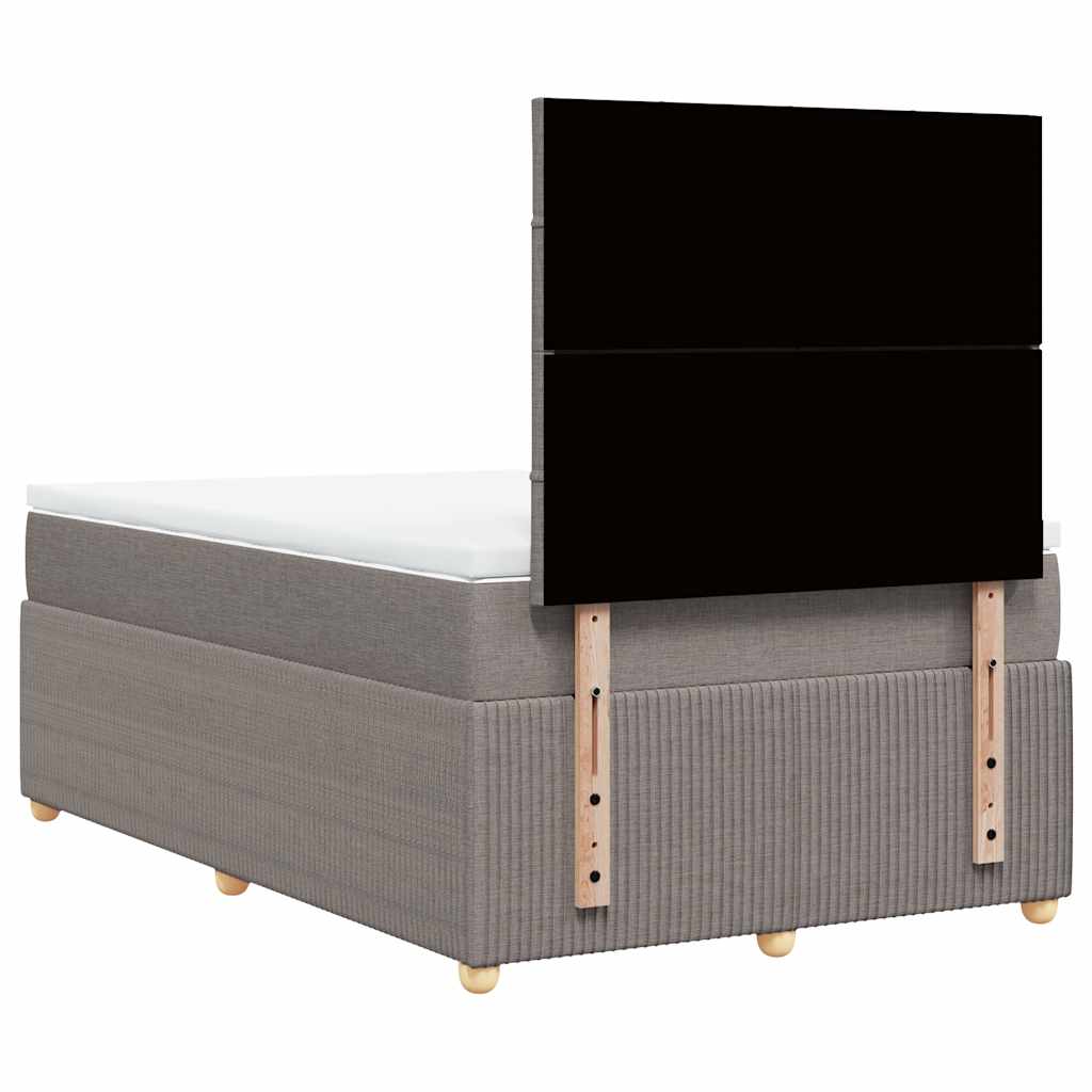 vidaXL Łóżko kontynentalne z materacem, taupe, tkanina, 120x200 cm