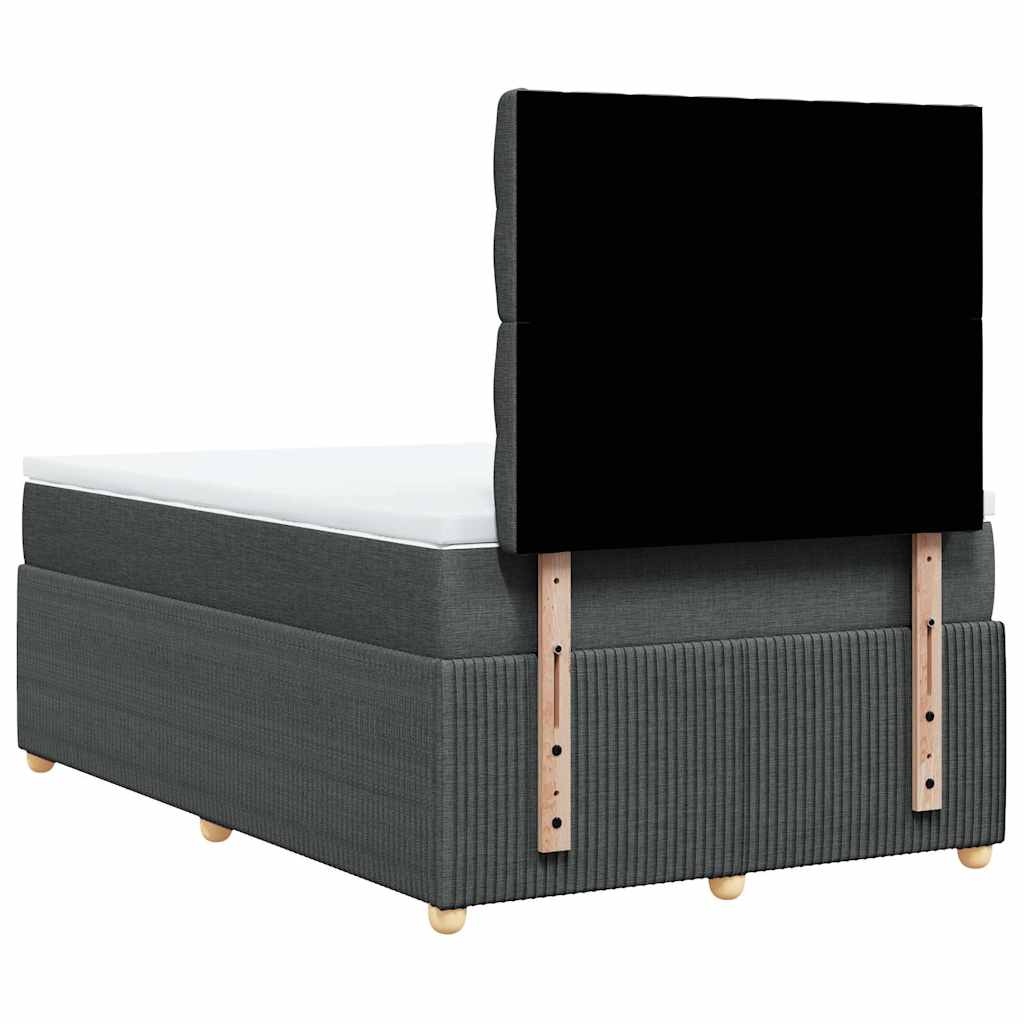 vidaXL Łóżko kontynentalne z materacem, ciemnoszara tkanina 120x200 cm