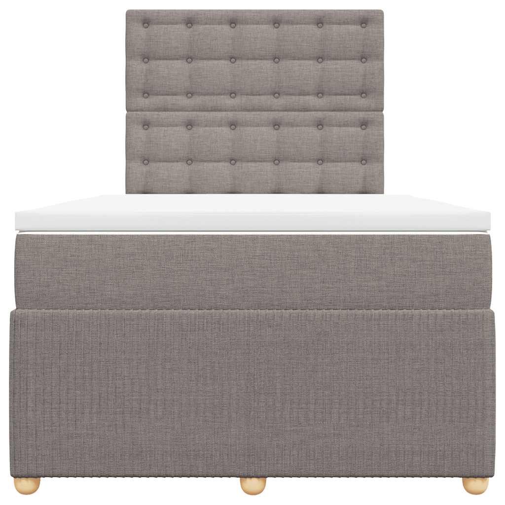 vidaXL Łóżko kontynentalne z materacem, taupe, tkanina, 120x200 cm