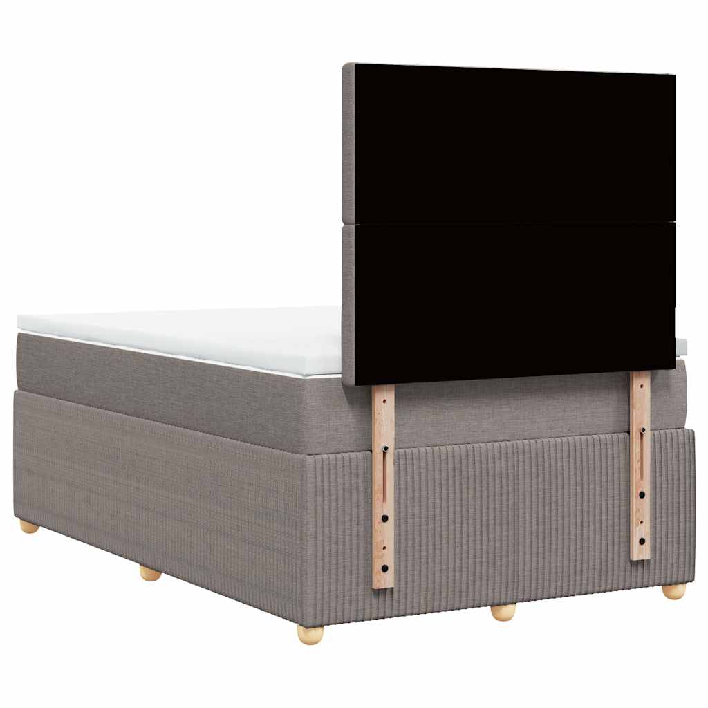 vidaXL Łóżko kontynentalne z materacem, taupe, tkanina, 120x200 cm