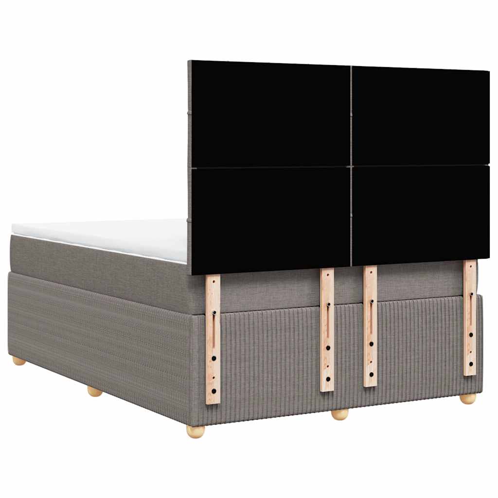 vidaXL Łóżko kontynentalne z materacem, taupe, tkanina, 140x190 cm