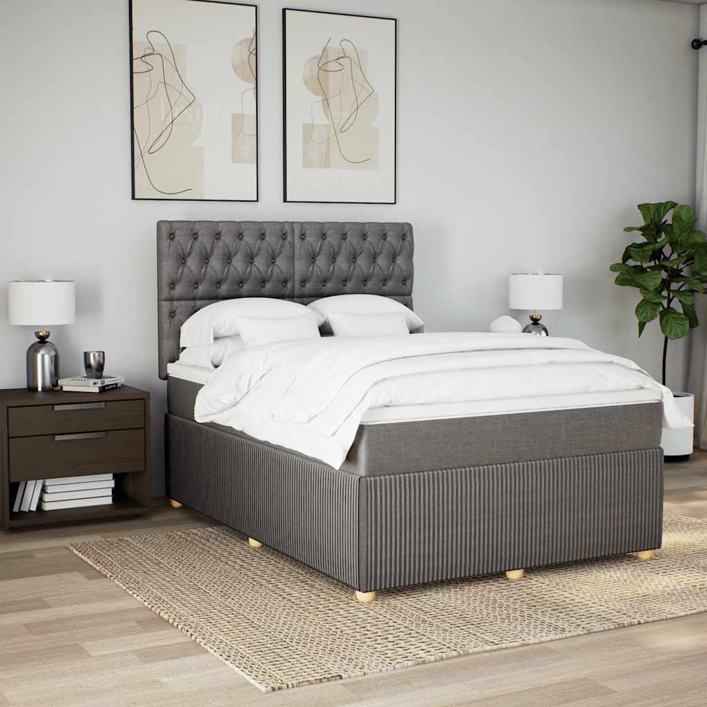 vidaXL Łóżko kontynentalne z materacem, taupe, tkanina, 140x190 cm