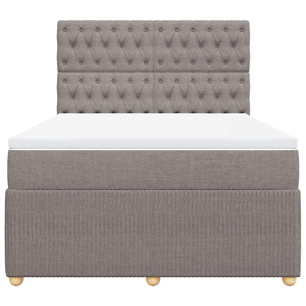vidaXL Łóżko kontynentalne z materacem, taupe, tkanina, 140x190 cm