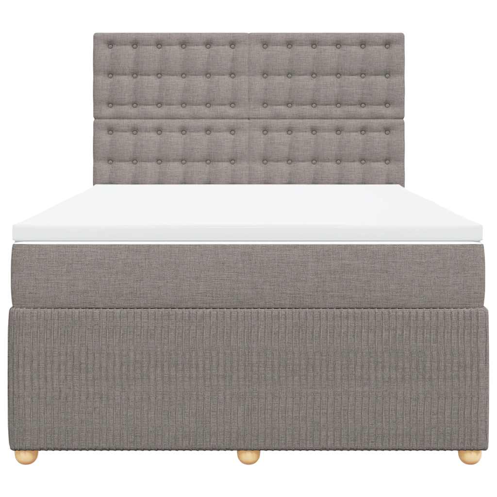 vidaXL Łóżko kontynentalne z materacem, taupe, tkanina, 140x190 cm