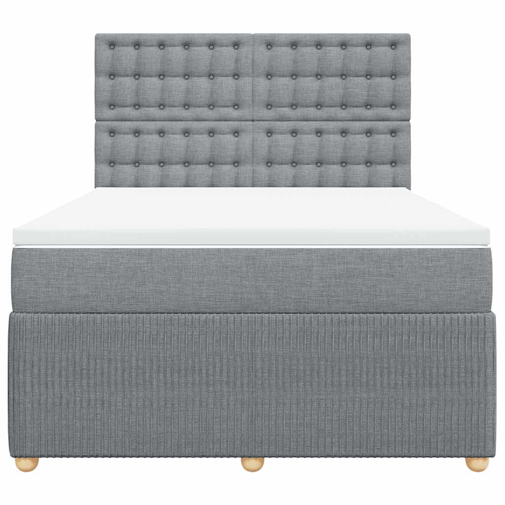 vidaXL Łóżko kontynentalne z materacem, jasnoszare 140x200 cm, tkanina