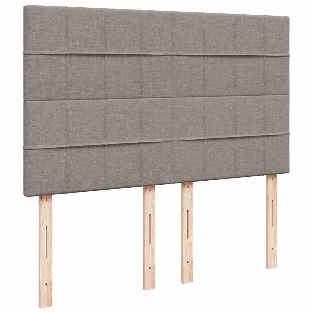 vidaXL Łóżko kontynentalne z materacem, taupe, tkanina, 160x200 cm