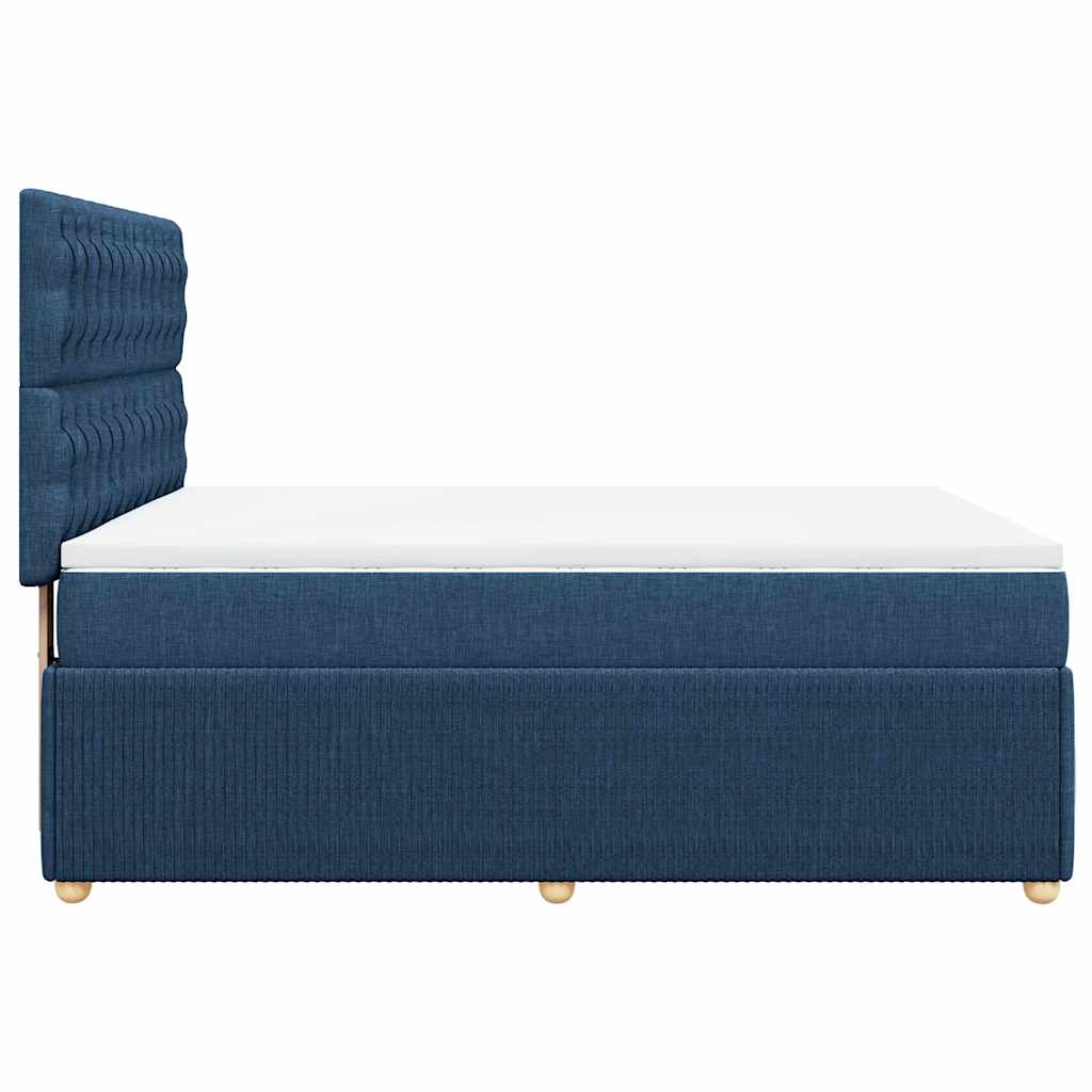 vidaXL Łóżko kontynentalne z materacem, niebieskie, tkanina, 160x200cm