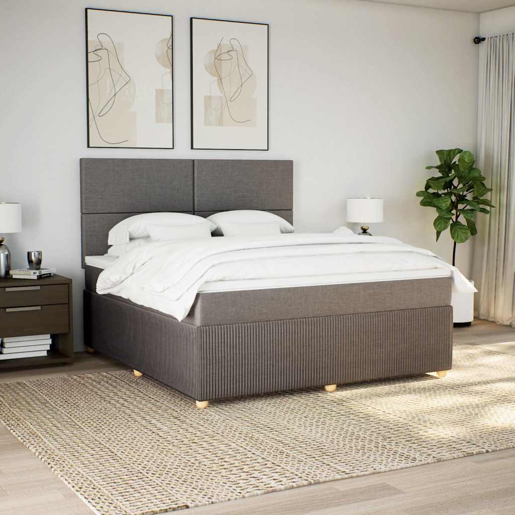 vidaXL Łóżko kontynentalne z materacem, taupe, tkanina, 180x200 cm
