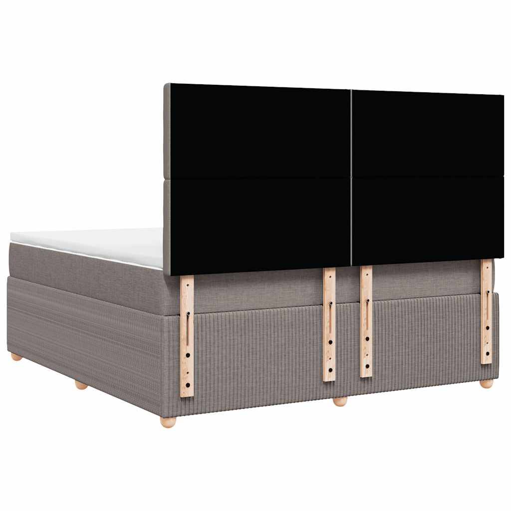 vidaXL Łóżko kontynentalne z materacem, taupe, tkanina, 180x200 cm