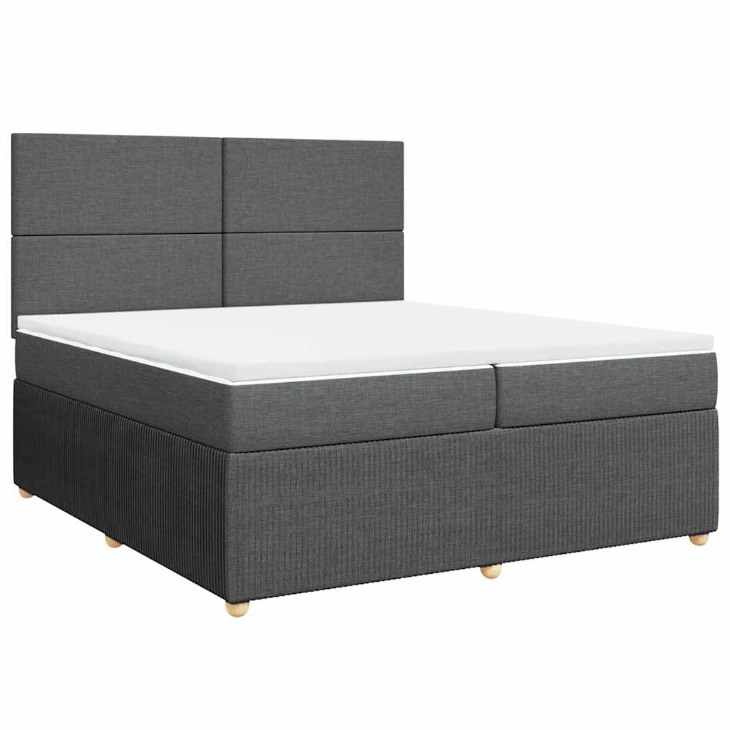 vidaXL Łóżko kontynentalne z materacem, ciemnoszara tkanina 200x200 cm