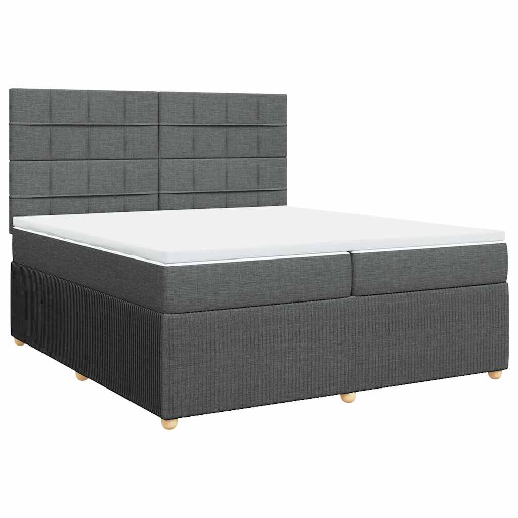 vidaXL Łóżko kontynentalne z materacem, ciemnoszara tkanina 200x200 cm