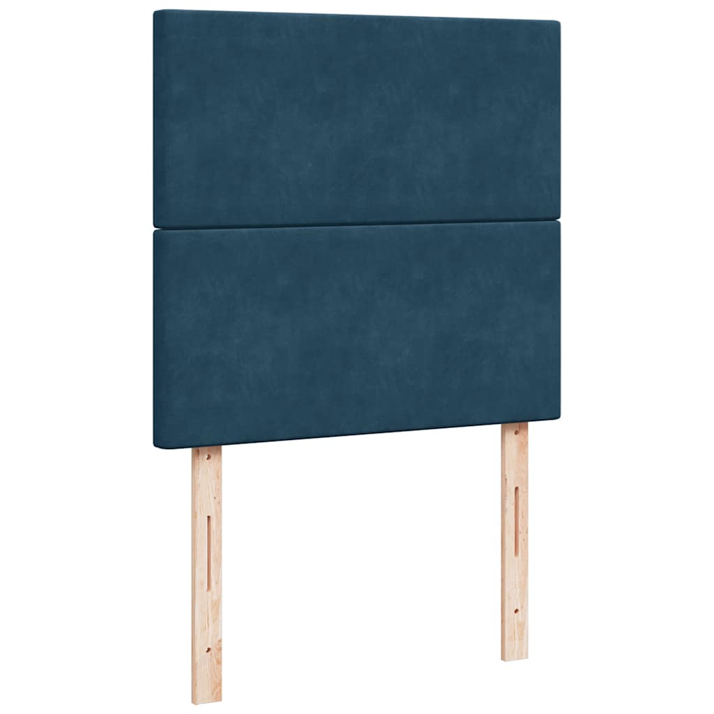 vidaXL Łóżko kontynentalne z materacem, niebieskie, aksamit, 90x190 cm