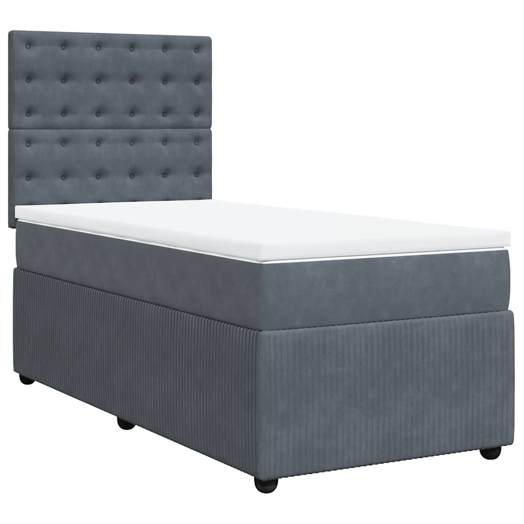 vidaXL Łóżko kontynentalne z materacem, ciemnoszary aksamit, 100x200cm