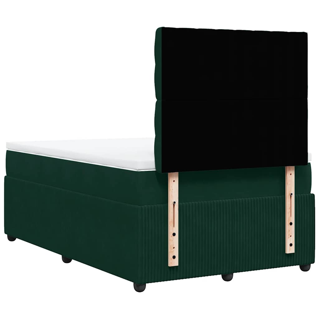 vidaXL Łóżko kontynentalne z materacem, ciemnozielone, 120x190 cm