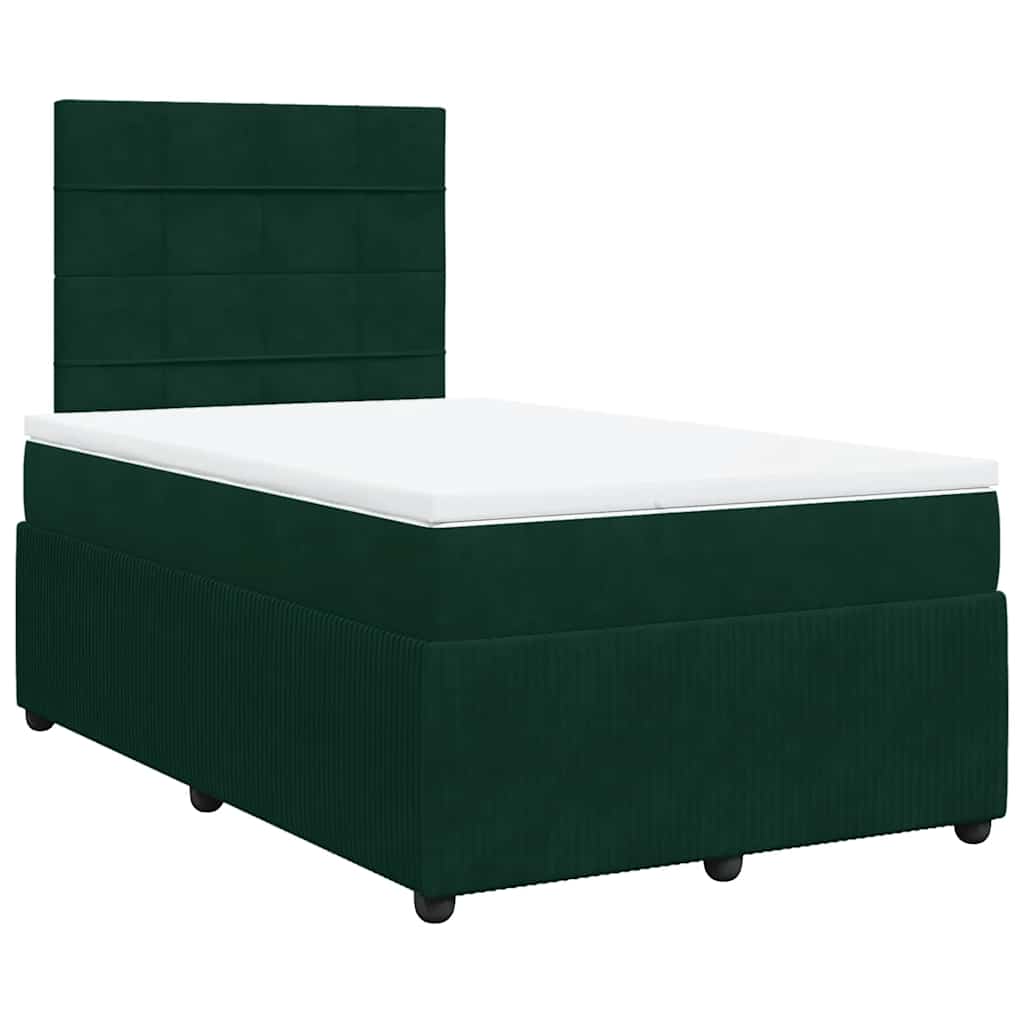 vidaXL Łóżko kontynentalne z materacem, ciemnozielone, 120x200 cm