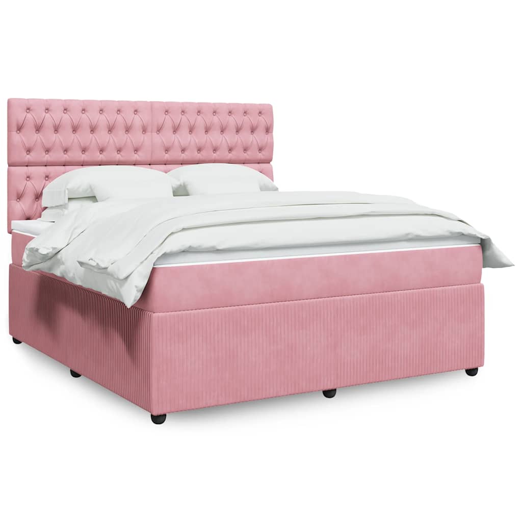 vidaXL Łóżko kontynentalne z materacem, różowe, 180x200 cm, aksamit